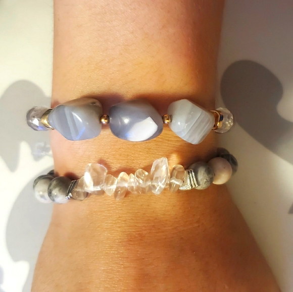 Genuine gemstone stacking bracelets crystal agate - Picture 1 of 4